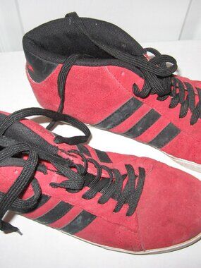 adidas Neo Ortholite Suede High Top Sneakers Men's 8.5 Red & Black Stripes